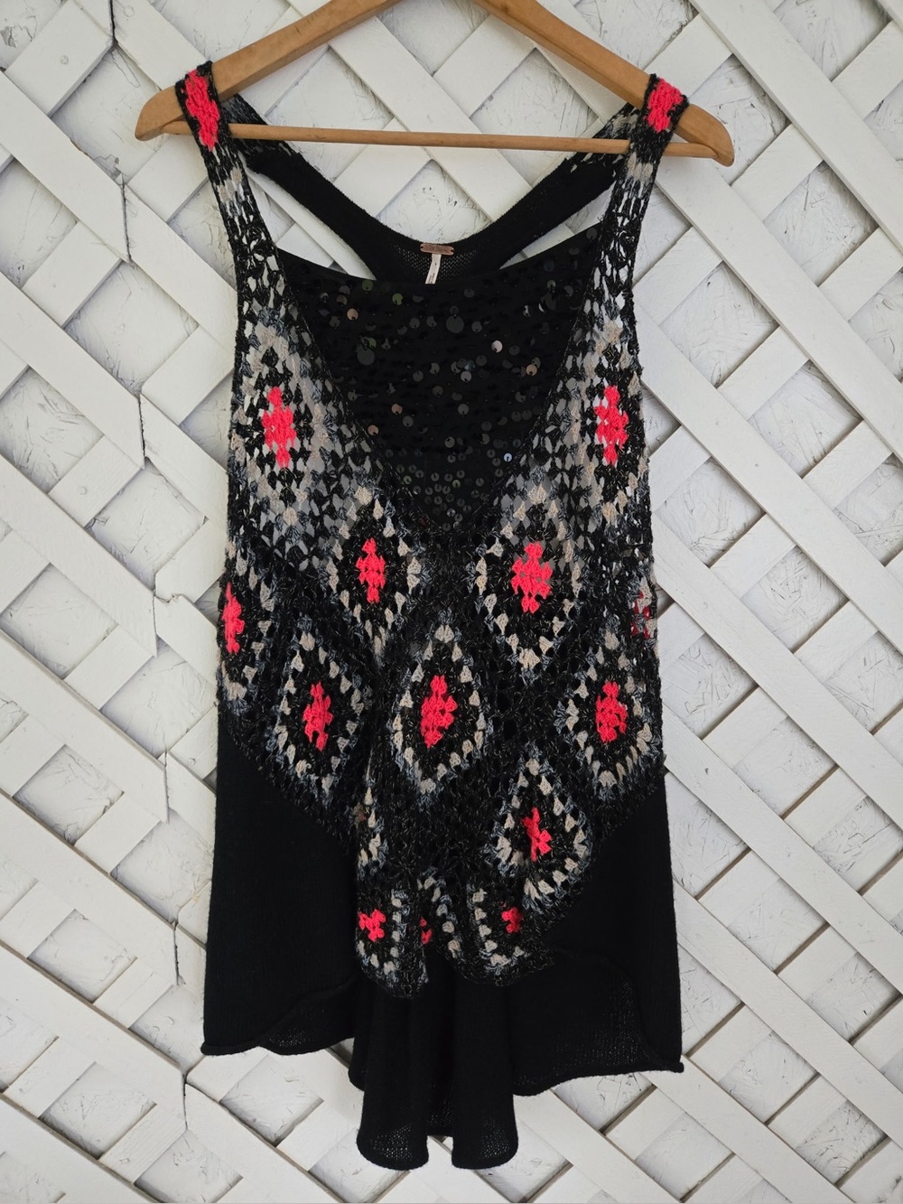 Free People Grandma Crochet Love Trapeze Tank Top Large